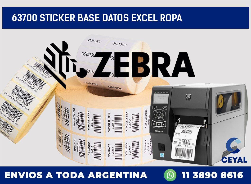 63700 sticker base datos excel ropa