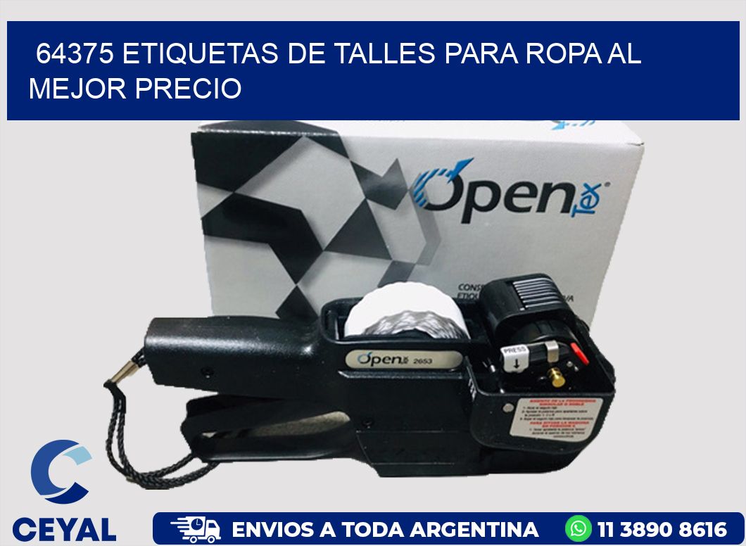 64375 ETIQUETAS DE TALLES PARA ROPA AL MEJOR PRECIO