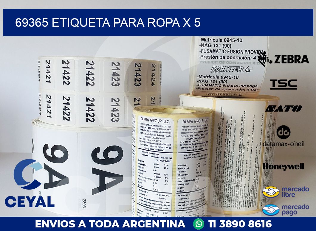 69365 ETIQUETA PARA ROPA X 5