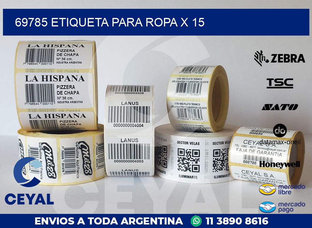 69785 ETIQUETA PARA ROPA X 15