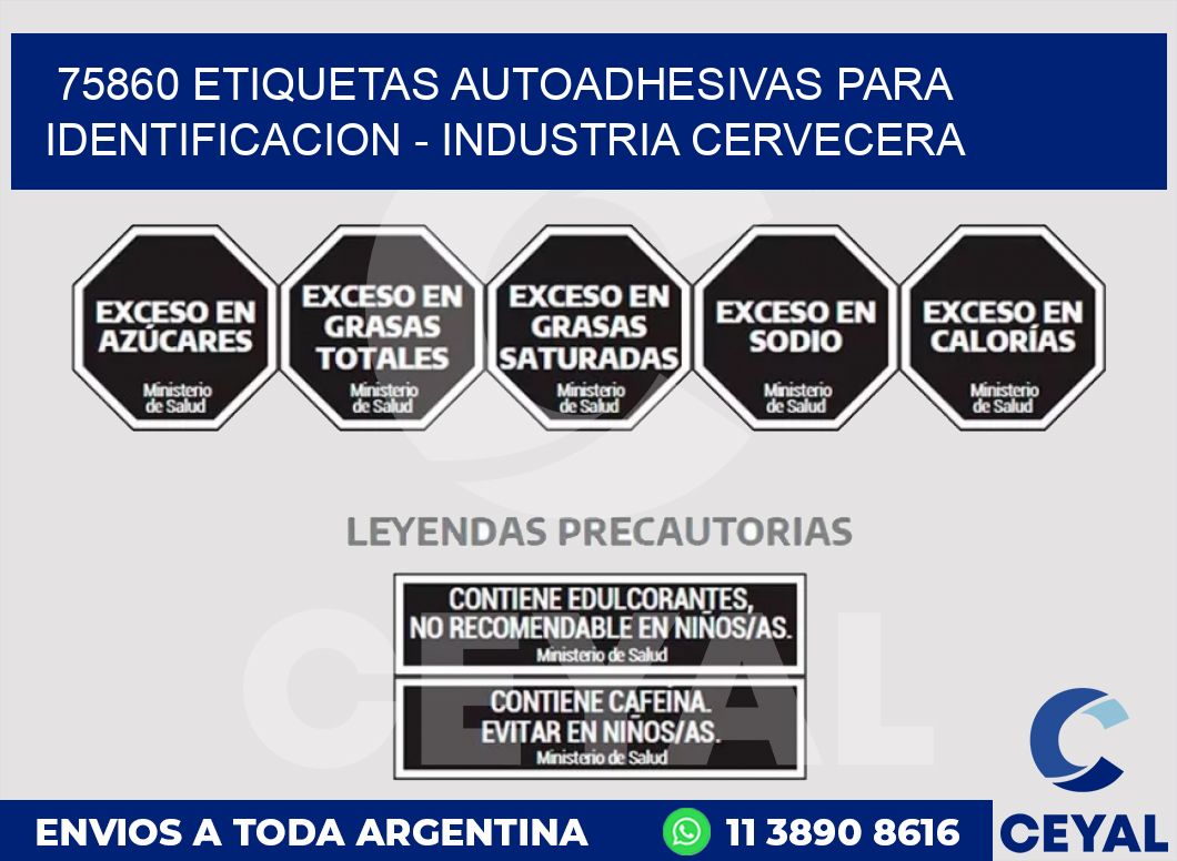 75860 ETIQUETAS AUTOADHESIVAS PARA IDENTIFICACION - INDUSTRIA CERVECERA