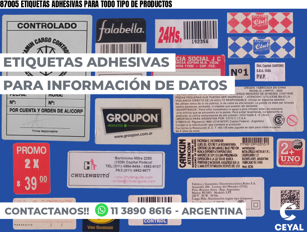 87005 ETIQUETAS ADHESIVAS PARA TODO TIPO DE PRODUCTOS