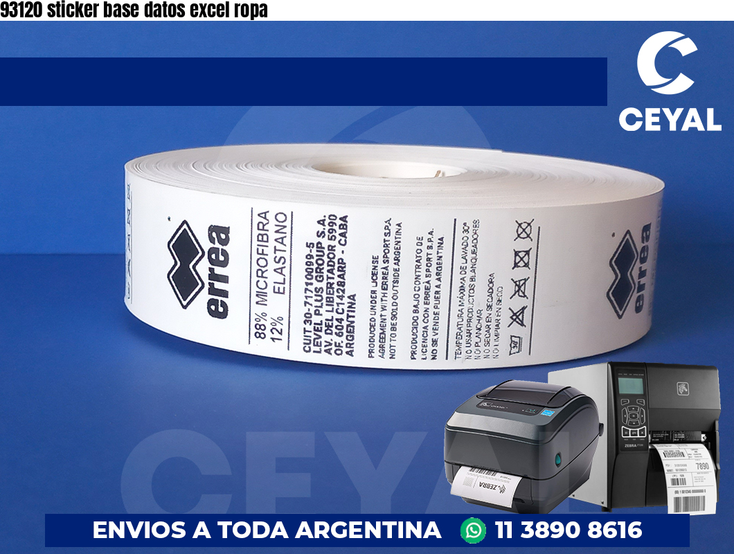 93120 sticker base datos excel ropa