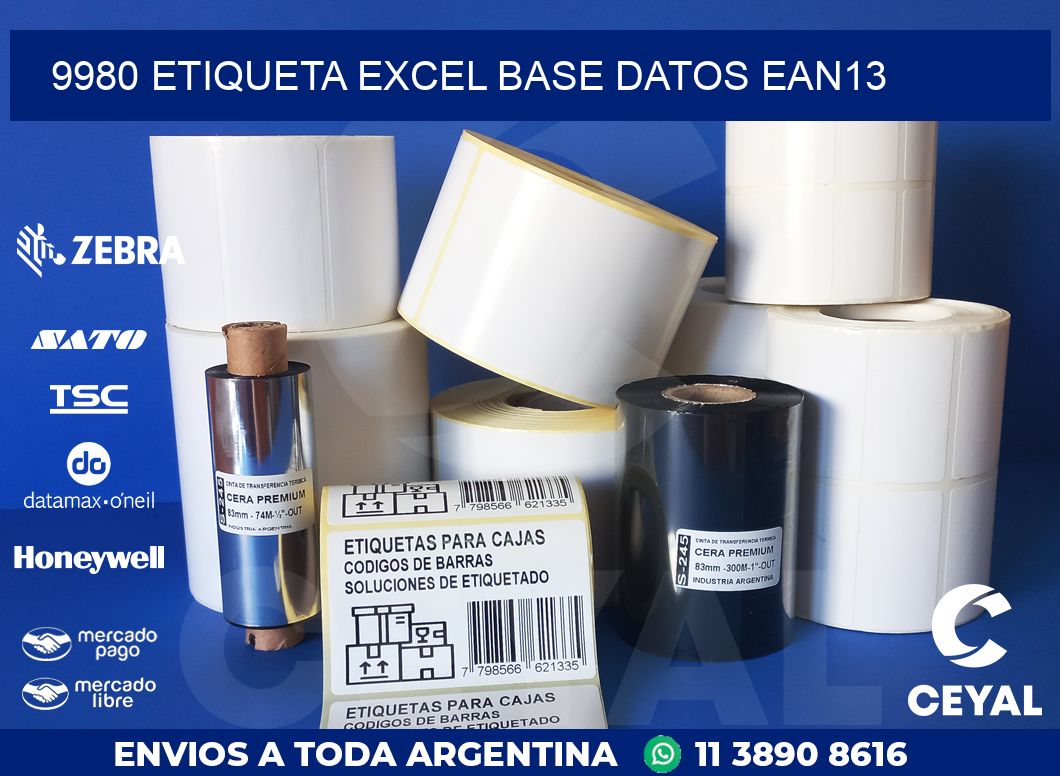 9980 etiqueta excel base datos ean13