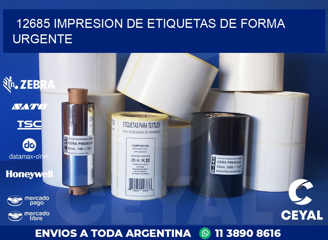 12685 IMPRESION DE ETIQUETAS DE FORMA URGENTE