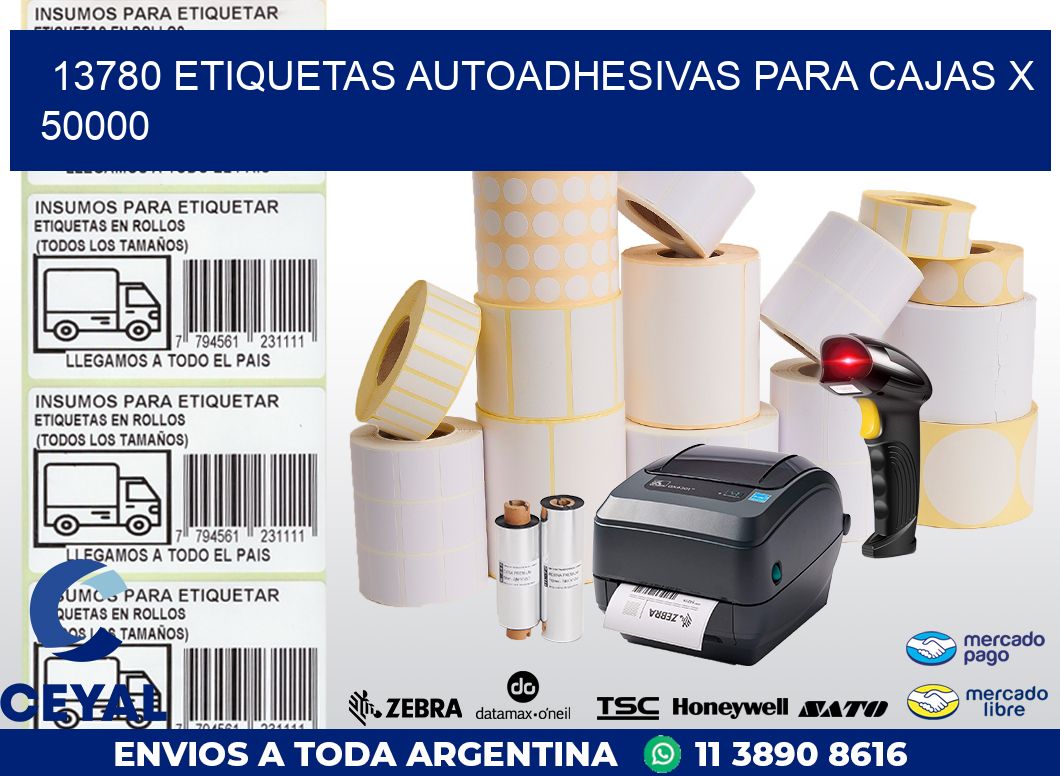 13780 ETIQUETAS AUTOADHESIVAS PARA CAJAS X 50000