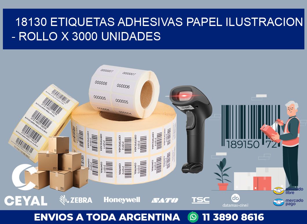 18130 ETIQUETAS ADHESIVAS PAPEL ILUSTRACION - ROLLO X 3000 UNIDADES