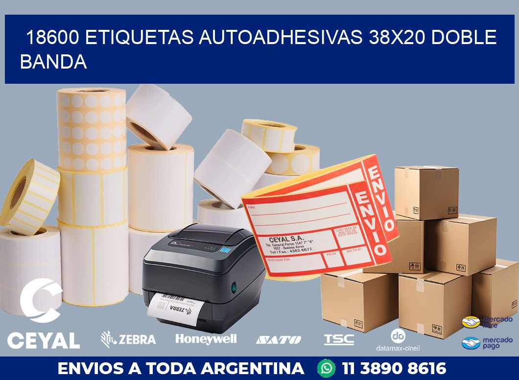 18600 ETIQUETAS AUTOADHESIVAS 38X20 DOBLE BANDA