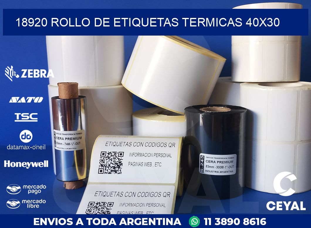 18920 ROLLO DE ETIQUETAS TERMICAS 40X30