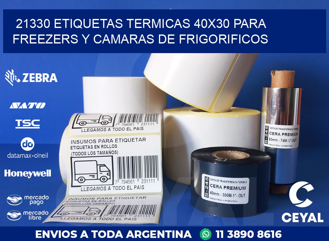 21330 ETIQUETAS TERMICAS 40X30 PARA FREEZERS Y CAMARAS DE FRIGORIFICOS