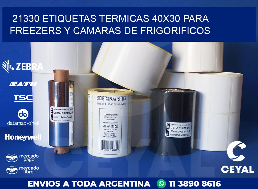 21330 ETIQUETAS TERMICAS 40X30 PARA FREEZERS Y CAMARAS DE FRIGORIFICOS