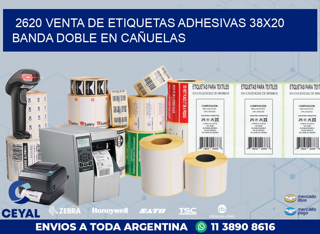 2620 VENTA DE ETIQUETAS ADHESIVAS 38X20 BANDA DOBLE EN CAÑUELAS