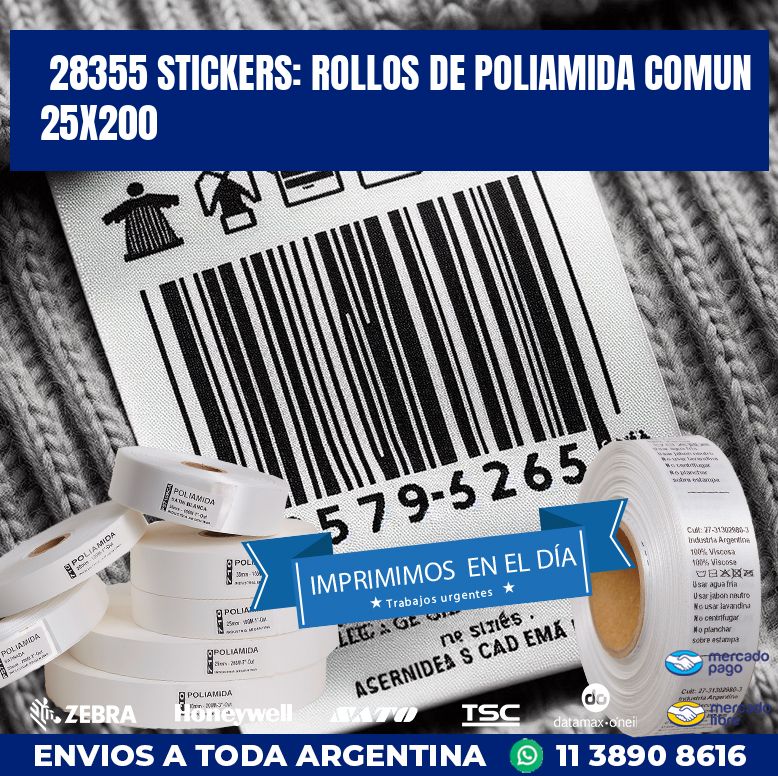28355 STICKERS: ROLLOS DE POLIAMIDA COMUN 25X200