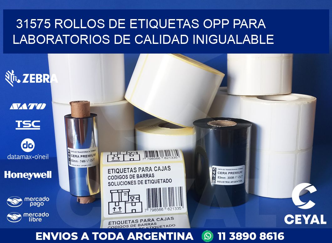 31575 ROLLOS DE ETIQUETAS OPP PARA LABORATORIOS DE CALIDAD INIGUALABLE