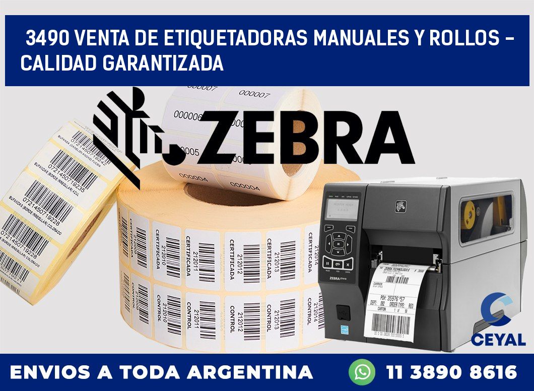3490 VENTA DE ETIQUETADORAS MANUALES Y ROLLOS - CALIDAD GARANTIZADA