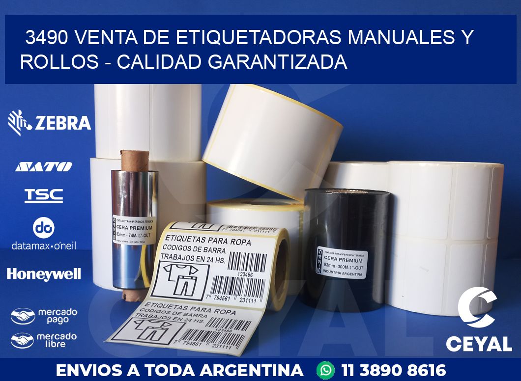 3490 VENTA DE ETIQUETADORAS MANUALES Y ROLLOS – CALIDAD GARANTIZADA