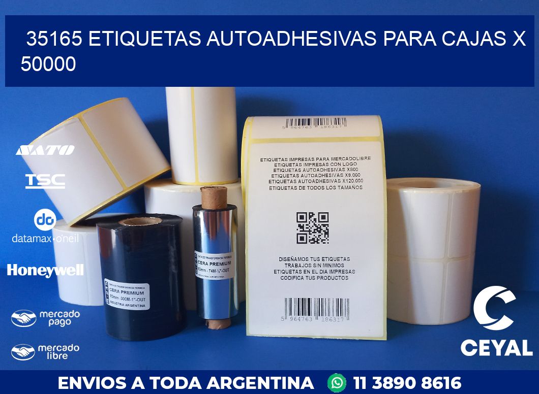 35165 ETIQUETAS AUTOADHESIVAS PARA CAJAS X 50000