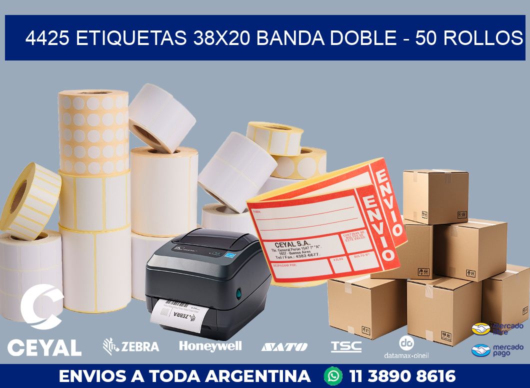 4425 ETIQUETAS 38X20 BANDA DOBLE - 50 ROLLOS
