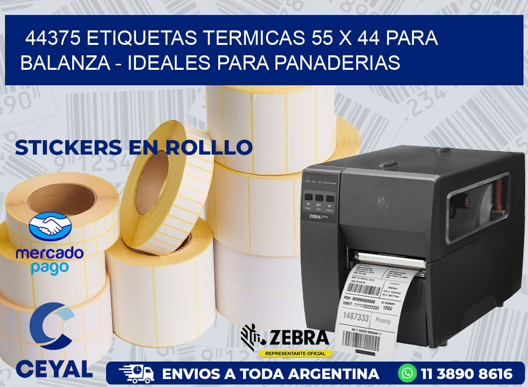 44375 ETIQUETAS TERMICAS 55 X 44 PARA BALANZA - IDEALES PARA PANADERIAS