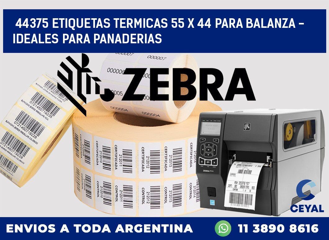 44375 ETIQUETAS TERMICAS 55 X 44 PARA BALANZA - IDEALES PARA PANADERIAS