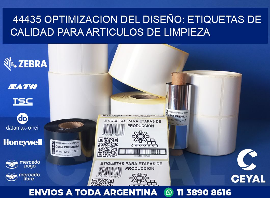 44435 OPTIMIZACION DEL DISEÑO: ETIQUETAS DE CALIDAD PARA ARTICULOS DE LIMPIEZA