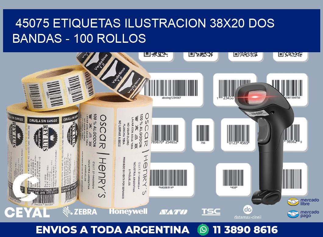 45075 ETIQUETAS ILUSTRACION 38X20 DOS BANDAS - 100 ROLLOS