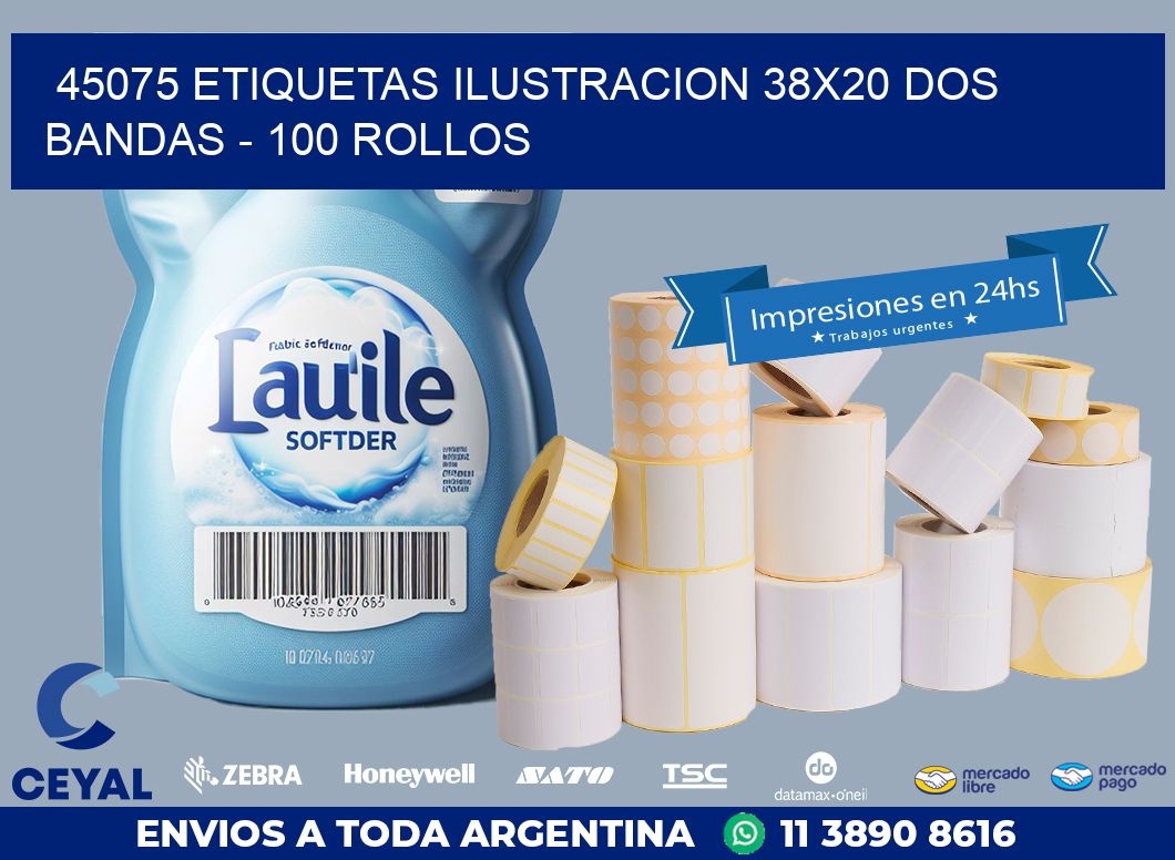 45075 ETIQUETAS ILUSTRACION 38X20 DOS BANDAS – 100 ROLLOS