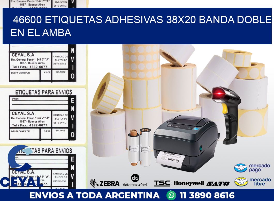 46600 ETIQUETAS ADHESIVAS 38X20 BANDA DOBLE EN EL AMBA
