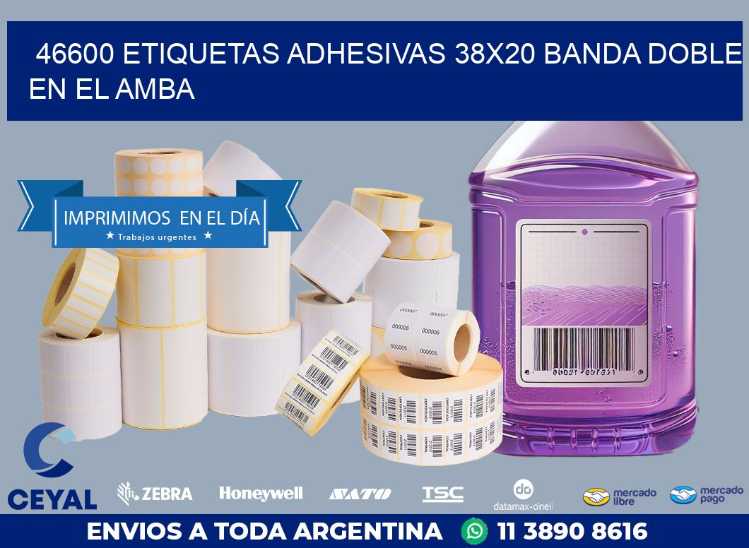 46600 ETIQUETAS ADHESIVAS 38X20 BANDA DOBLE EN EL AMBA
