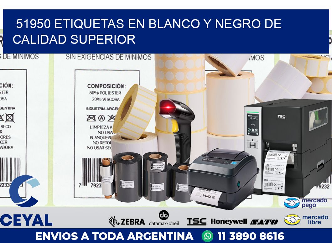 51950 ETIQUETAS EN BLANCO Y NEGRO DE CALIDAD SUPERIOR