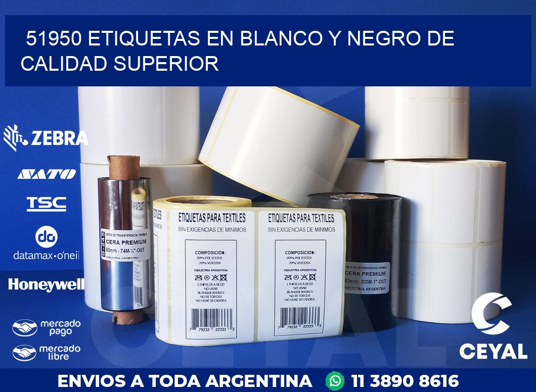 51950 ETIQUETAS EN BLANCO Y NEGRO DE CALIDAD SUPERIOR