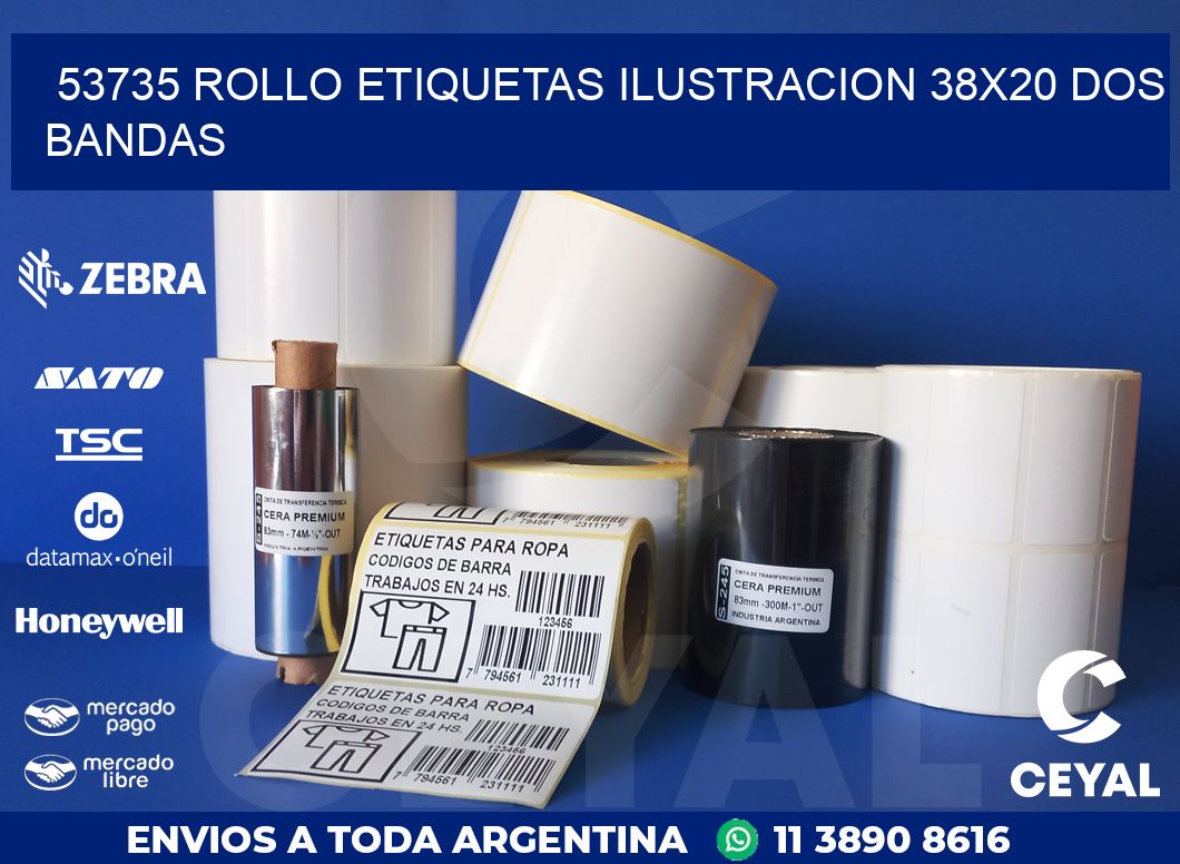 53735 ROLLO ETIQUETAS ILUSTRACION 38X20 DOS BANDAS