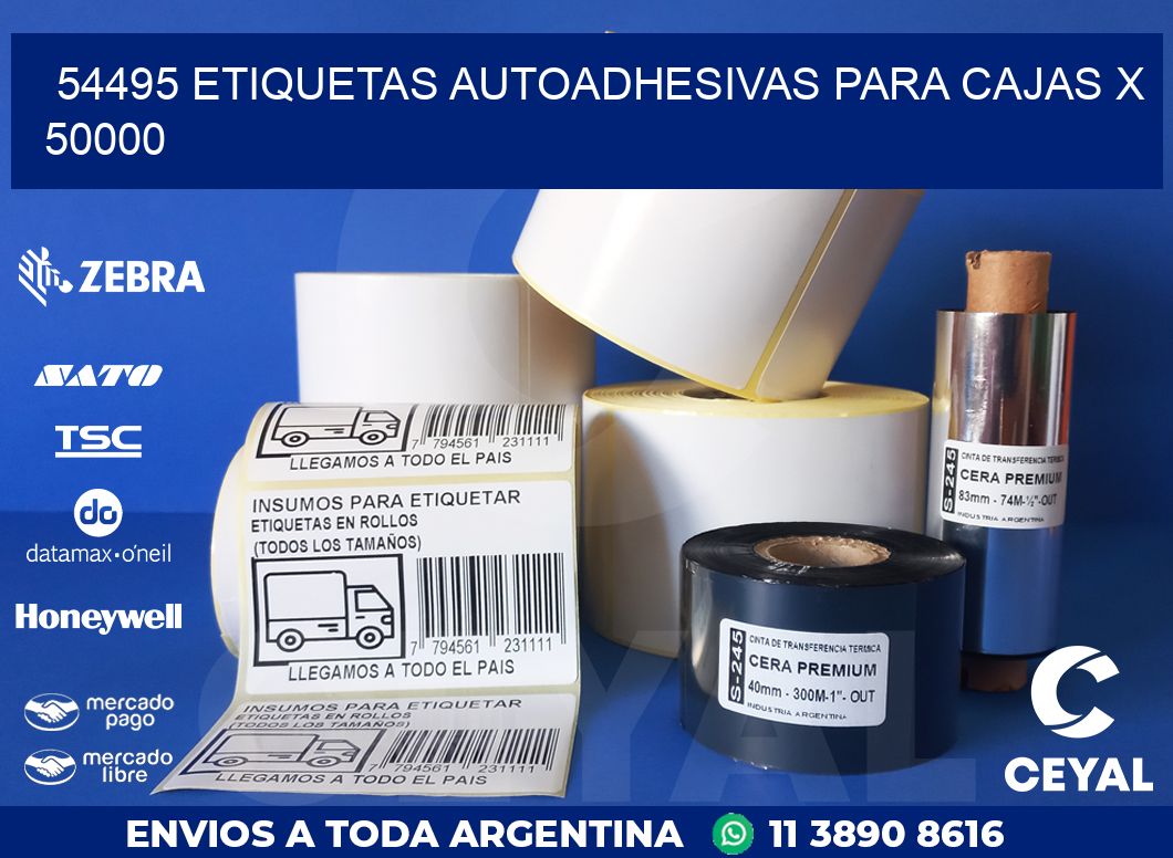 54495 ETIQUETAS AUTOADHESIVAS PARA CAJAS X 50000