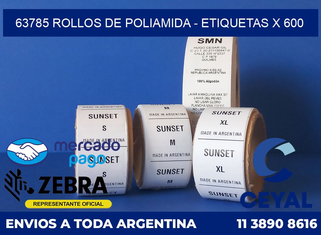 63785 ROLLOS DE POLIAMIDA - ETIQUETAS X 600
