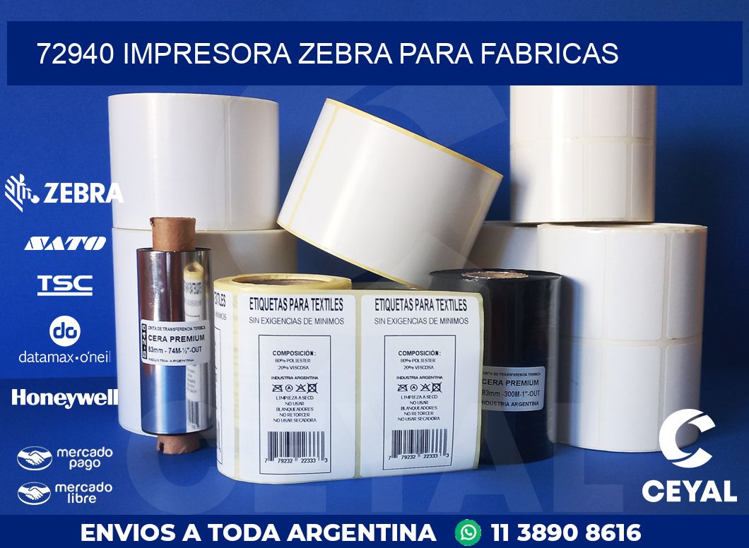 72940 IMPRESORA ZEBRA PARA FABRICAS