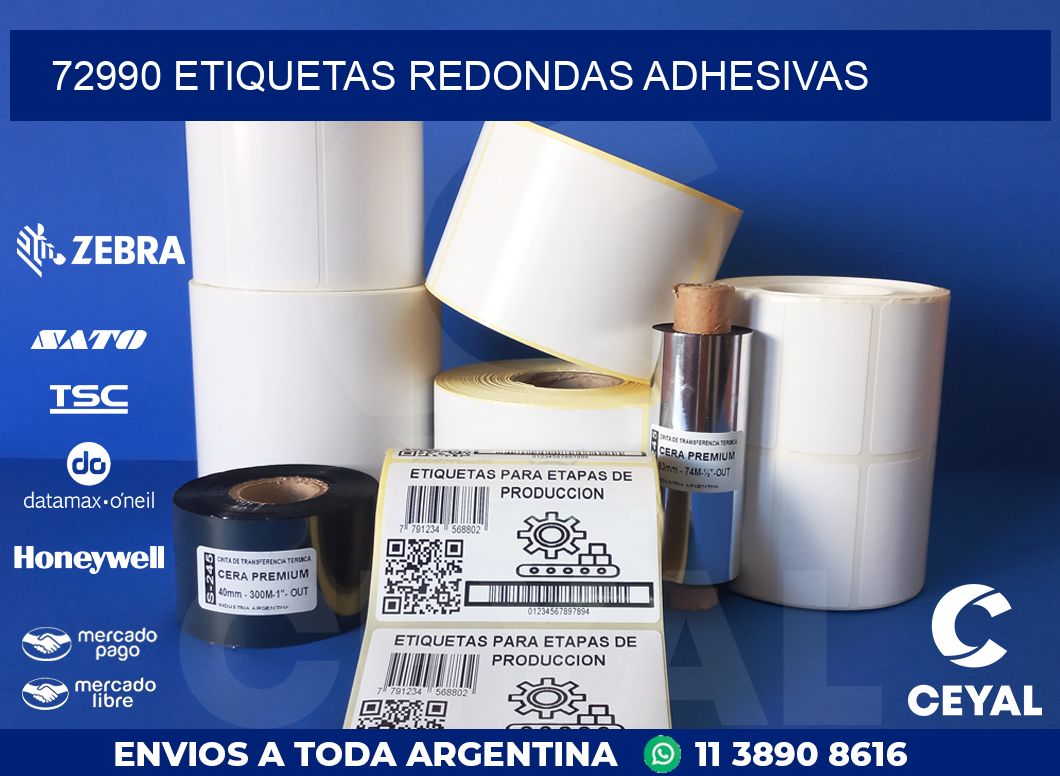 72990 ETIQUETAS REDONDAS ADHESIVAS