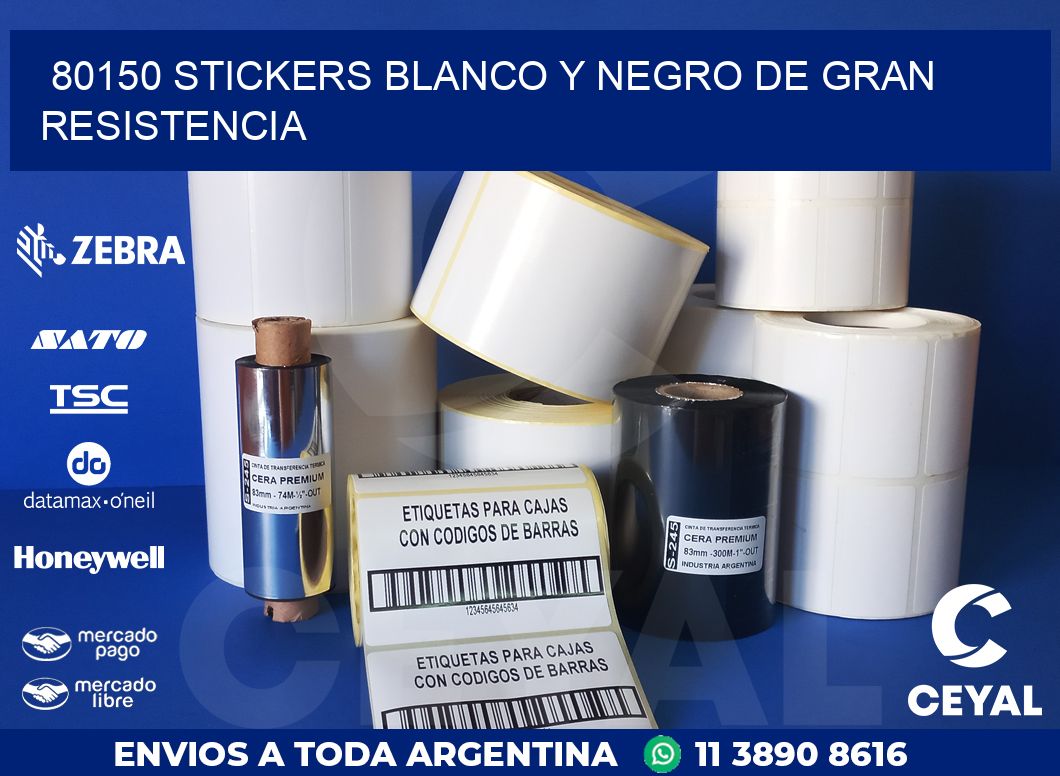 80150 STICKERS BLANCO Y NEGRO DE GRAN RESISTENCIA