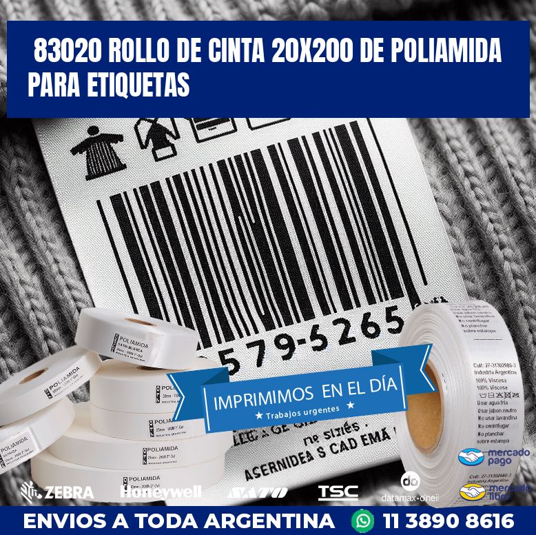 83020 ROLLO DE CINTA 20X200 DE POLIAMIDA PARA ETIQUETAS