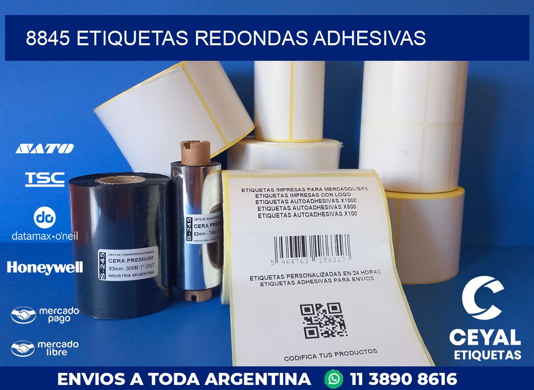 8845 ETIQUETAS REDONDAS ADHESIVAS