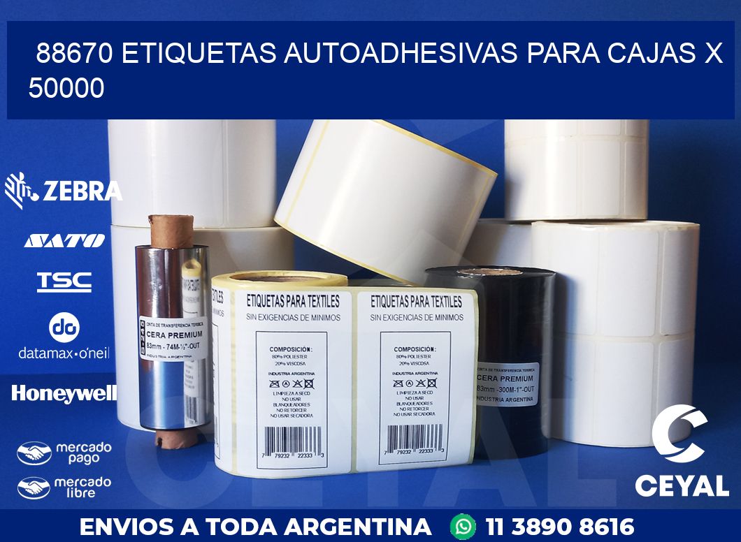 88670 ETIQUETAS AUTOADHESIVAS PARA CAJAS X 50000