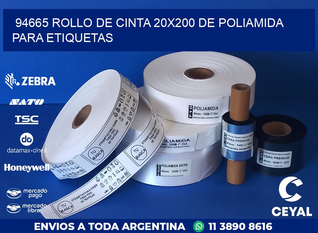 94665 ROLLO DE CINTA 20X200 DE POLIAMIDA PARA ETIQUETAS
