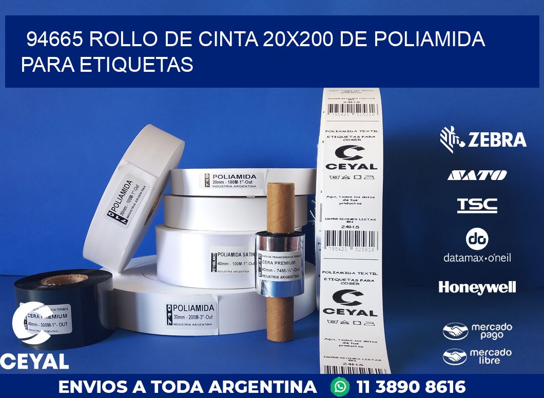 94665 ROLLO DE CINTA 20X200 DE POLIAMIDA PARA ETIQUETAS