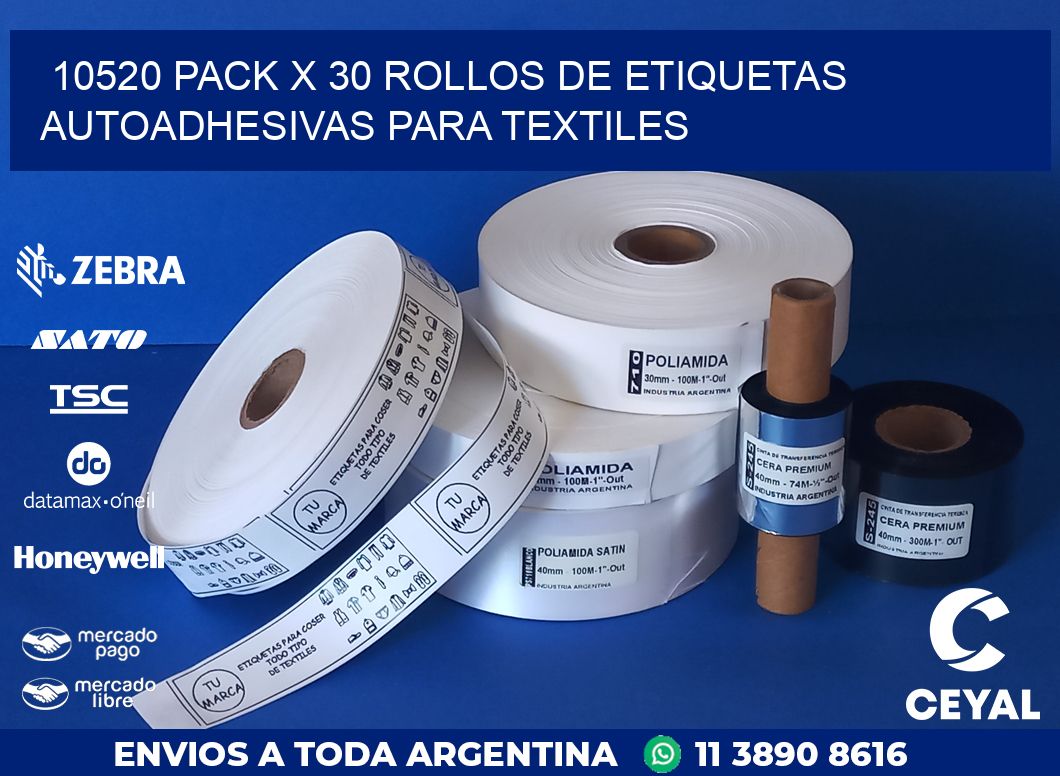 10520 PACK X 30 ROLLOS DE ETIQUETAS AUTOADHESIVAS PARA TEXTILES