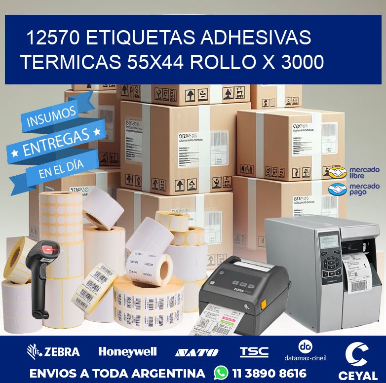12570 ETIQUETAS ADHESIVAS TERMICAS 55X44 ROLLO X 3000