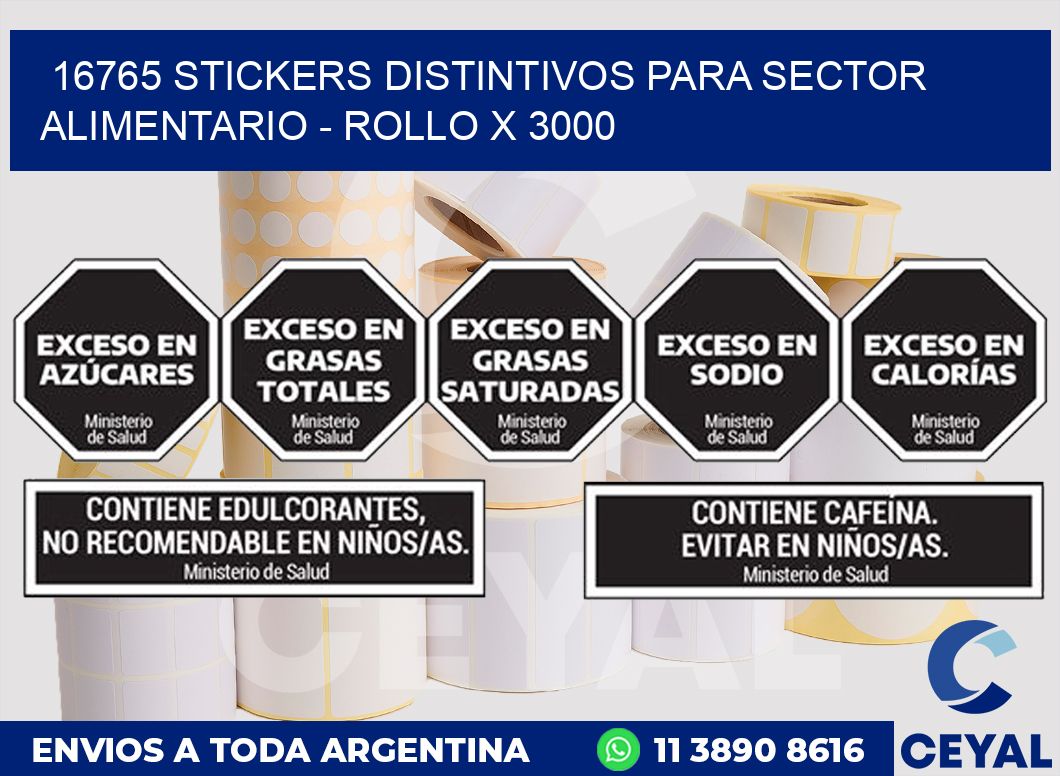 16765 STICKERS DISTINTIVOS PARA SECTOR ALIMENTARIO - ROLLO X 3000