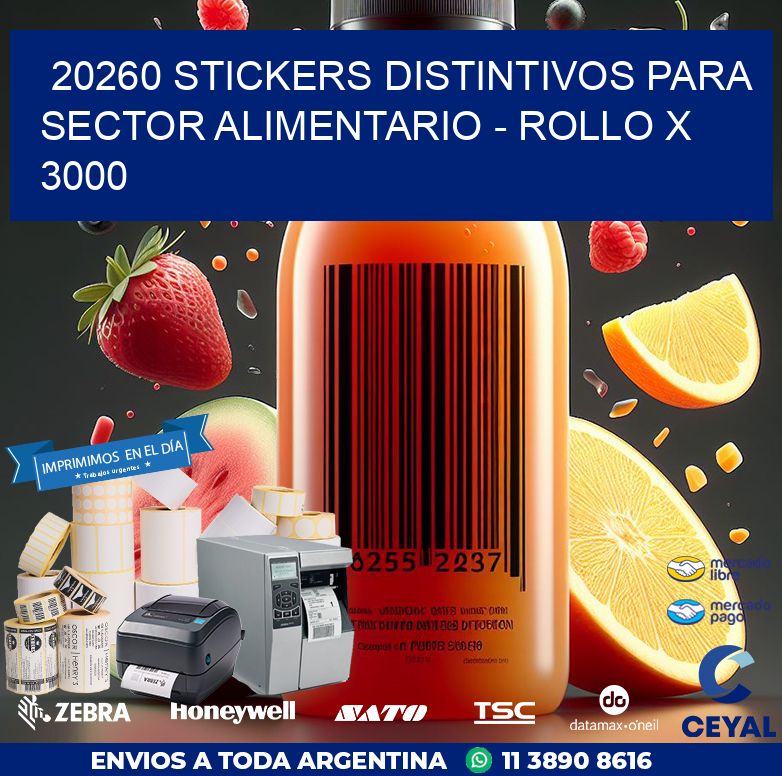 20260 STICKERS DISTINTIVOS PARA SECTOR ALIMENTARIO - ROLLO X 3000