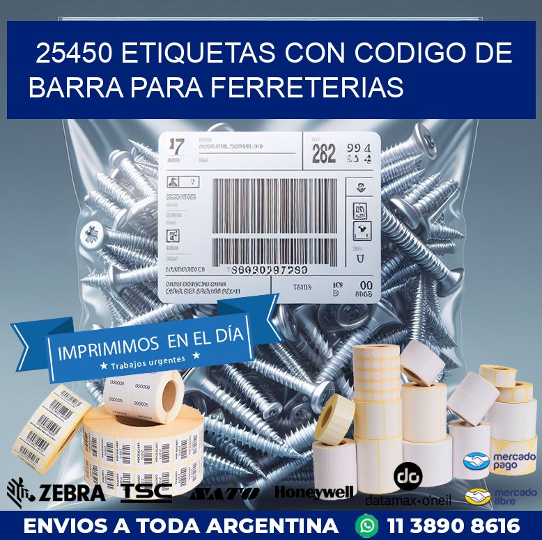 25450 ETIQUETAS CON CODIGO DE BARRA PARA FERRETERIAS