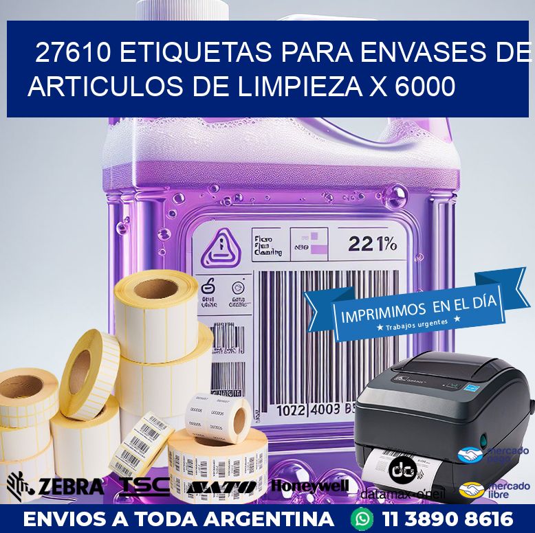 27610 ETIQUETAS PARA ENVASES DE ARTICULOS DE LIMPIEZA X 6000