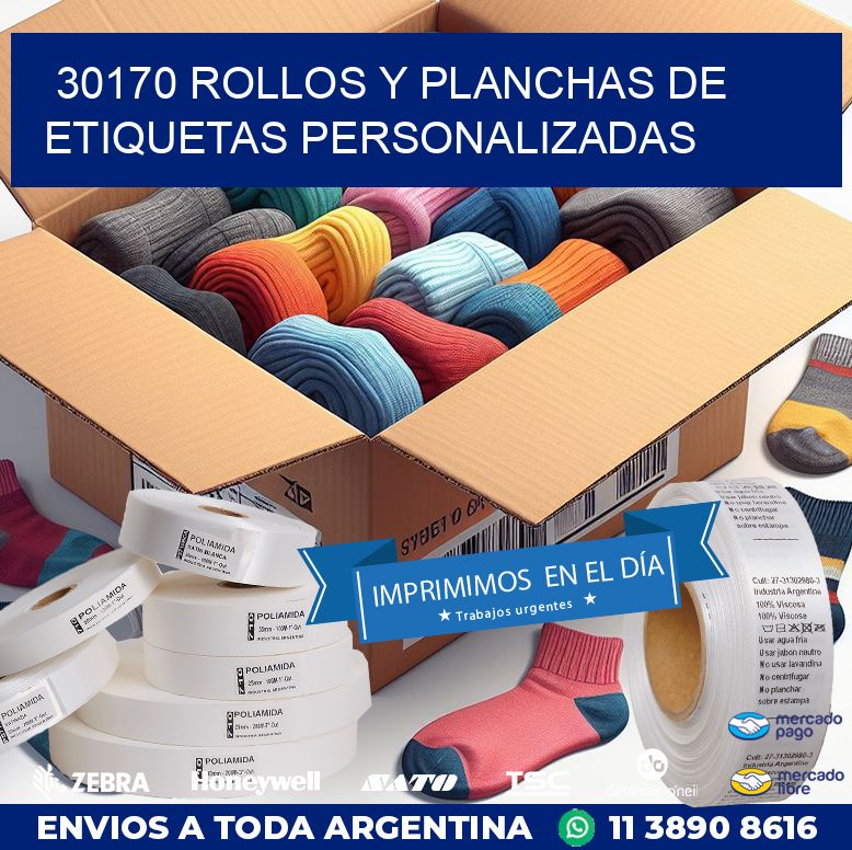 30170 ROLLOS Y PLANCHAS DE ETIQUETAS PERSONALIZADAS