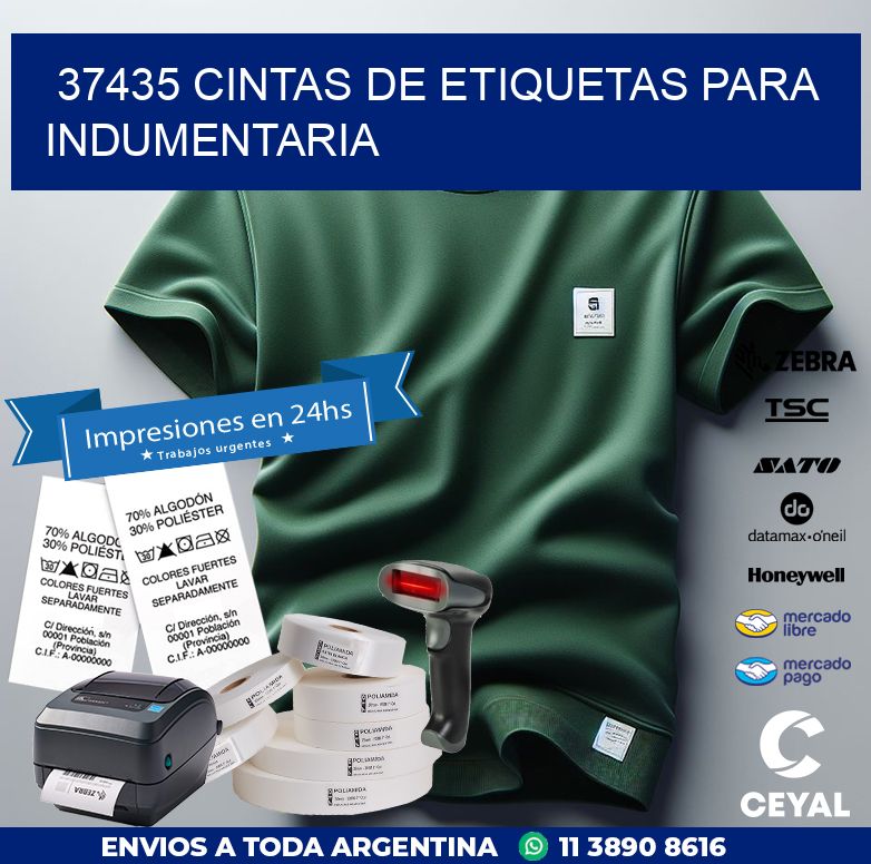 37435 CINTAS DE ETIQUETAS PARA INDUMENTARIA